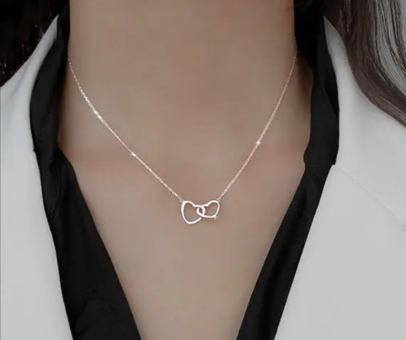 Double Heart Pendant Necklace