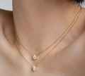 14K Gold Plated Pendant Necklace with Crystal & Pearl