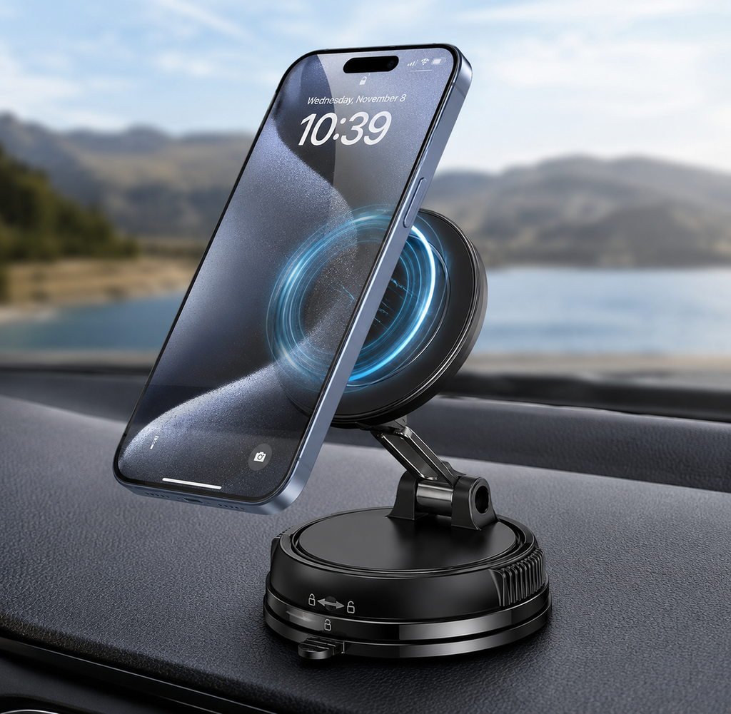 Car Phone Holder MagSafe - Ultra Strong Vacuum Suction Cup - 360° Adjustable & Rotatable MagSafe Phone Mount for Car/Desk/Mirror/Office/Gym/and Universal Use for iPhone, Android & Other Phones
