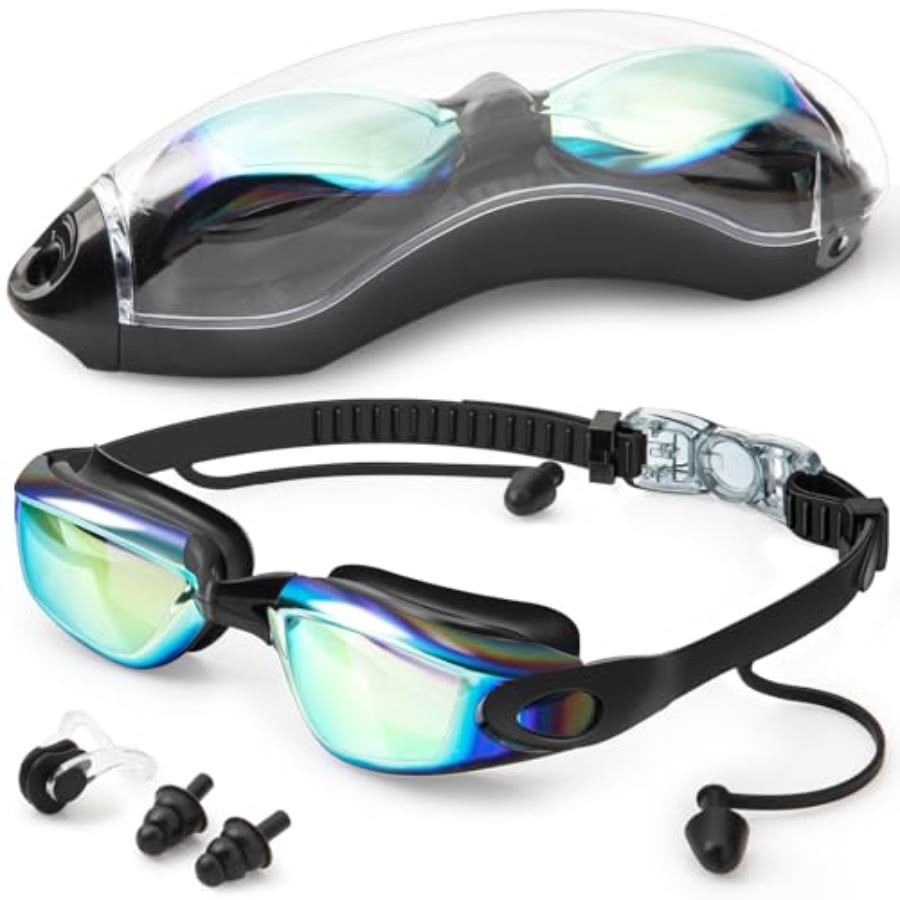 Swim Goggles 2 Pack Anti-Fog Anti-UV Wide View Swimming Goggles for Kids 3-14
