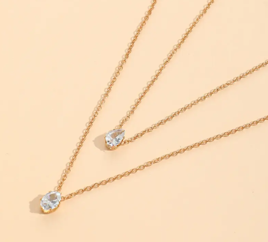 14K Gold Plated Pendant Necklace with Crystal & Pearl