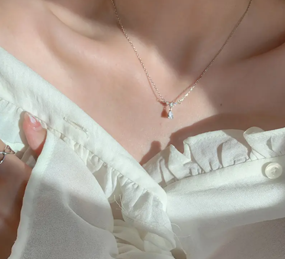 14K Gold Plated Water Drop Pendant Necklace