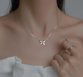 14K Gold Plated Bow Knot Pendant Necklace with Crystal Rhinestone
