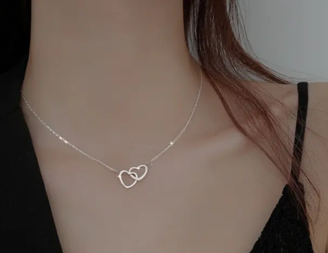 Double Heart Pendant Necklace