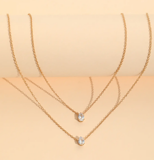 14K Gold Plated Pendant Necklace with Crystal & Pearl