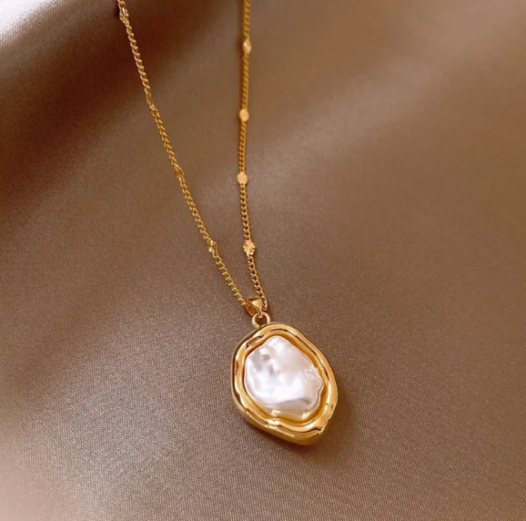 14K Gold & Rhodium Plated Pearl Pendant Necklace