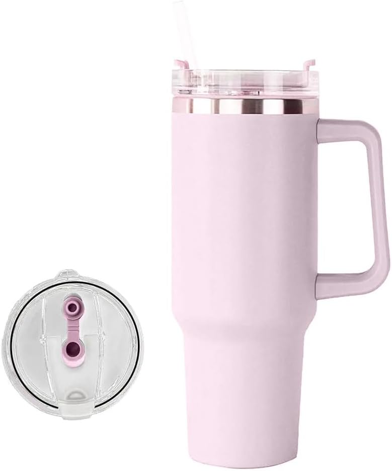 Traveler 32oz, Insulated Tumbler with Handle & Straw, Pink Sand