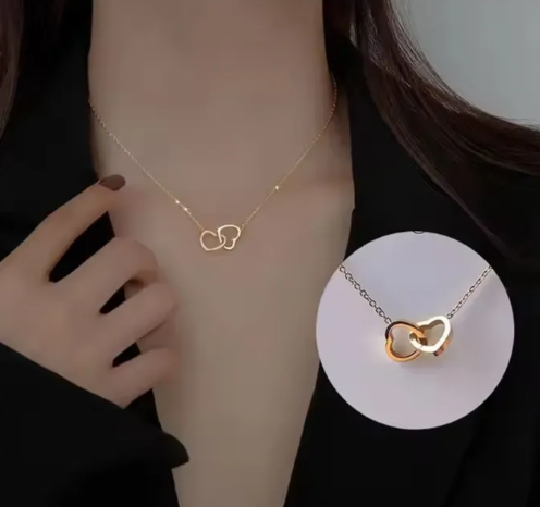 Double Heart Pendant Necklace