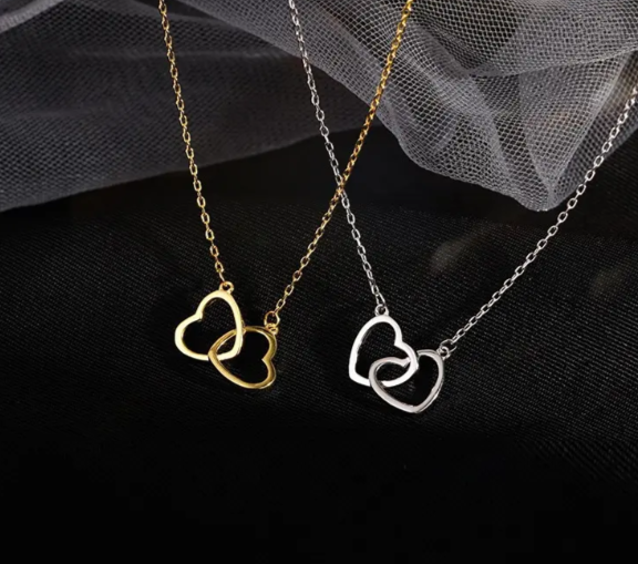 Double Heart Pendant Necklace