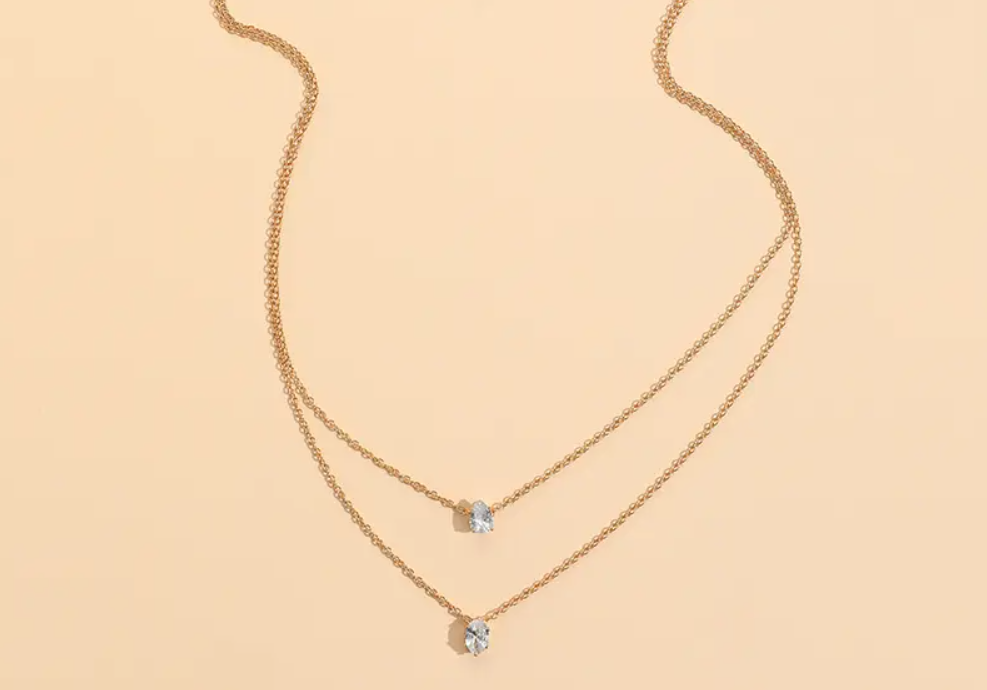 14K Gold Plated Pendant Necklace with Crystal & Pearl
