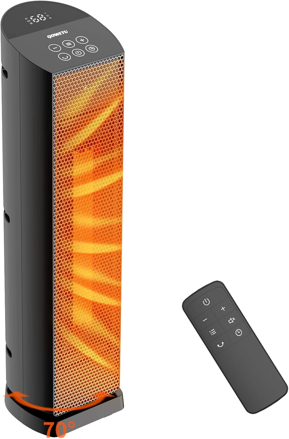 Space Heater for Indoor Use - 24 inches 1500W Ceramic Heater with Remote Control, 12 Hour Timer, Oscillation, LED Display, for Bedroom Office Indoor