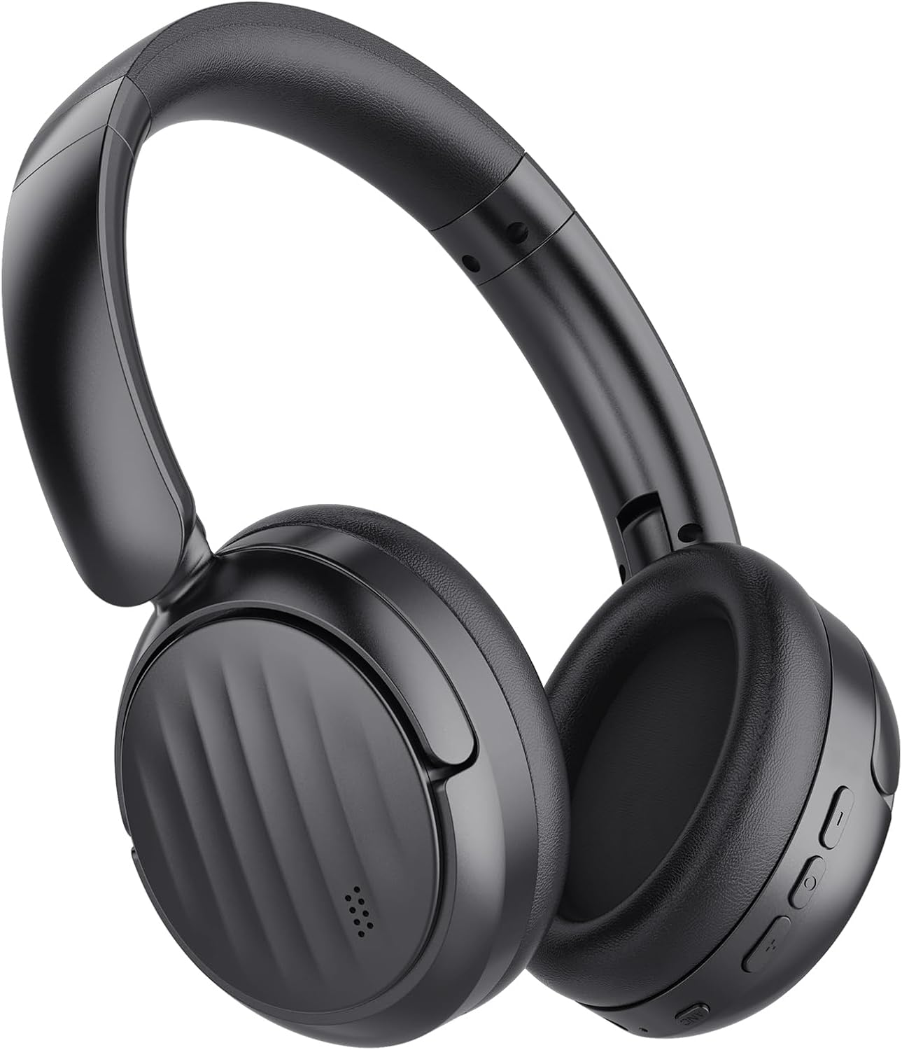 Black Headphones with Bluetooth and Active Noise Cancelling (ANC), Wireless Over Ear Bluetooth Headsets with 35H Playtime, HiFi Stereo Foldable Headphones with Foam Ear Cups for Sports, Travel, Black