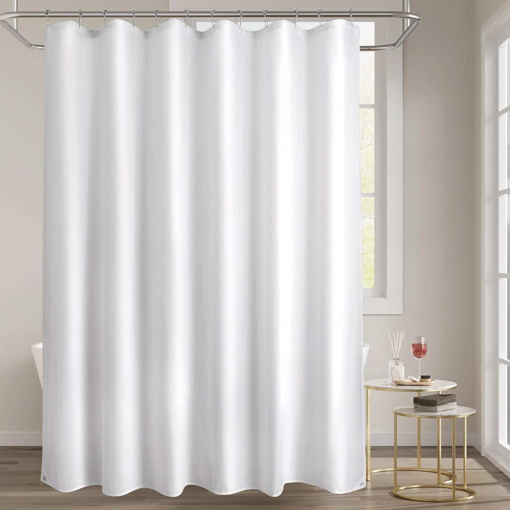 Waterproof Fabric Shower Curtain Liner with 3 Magnets - Soft Hotel Quality Cloth Shower Liner, Light-Weight & Machine Washable - Standard Size 72x72, White