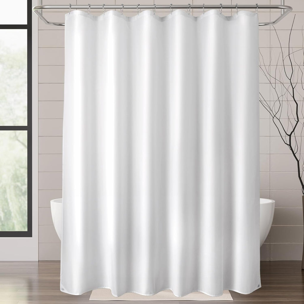 Waterproof Fabric Shower Curtain Liner with 3 Magnets - Soft Hotel Quality Cloth Shower Liner, Light-Weight & Machine Washable - Standard Size 72x72, White