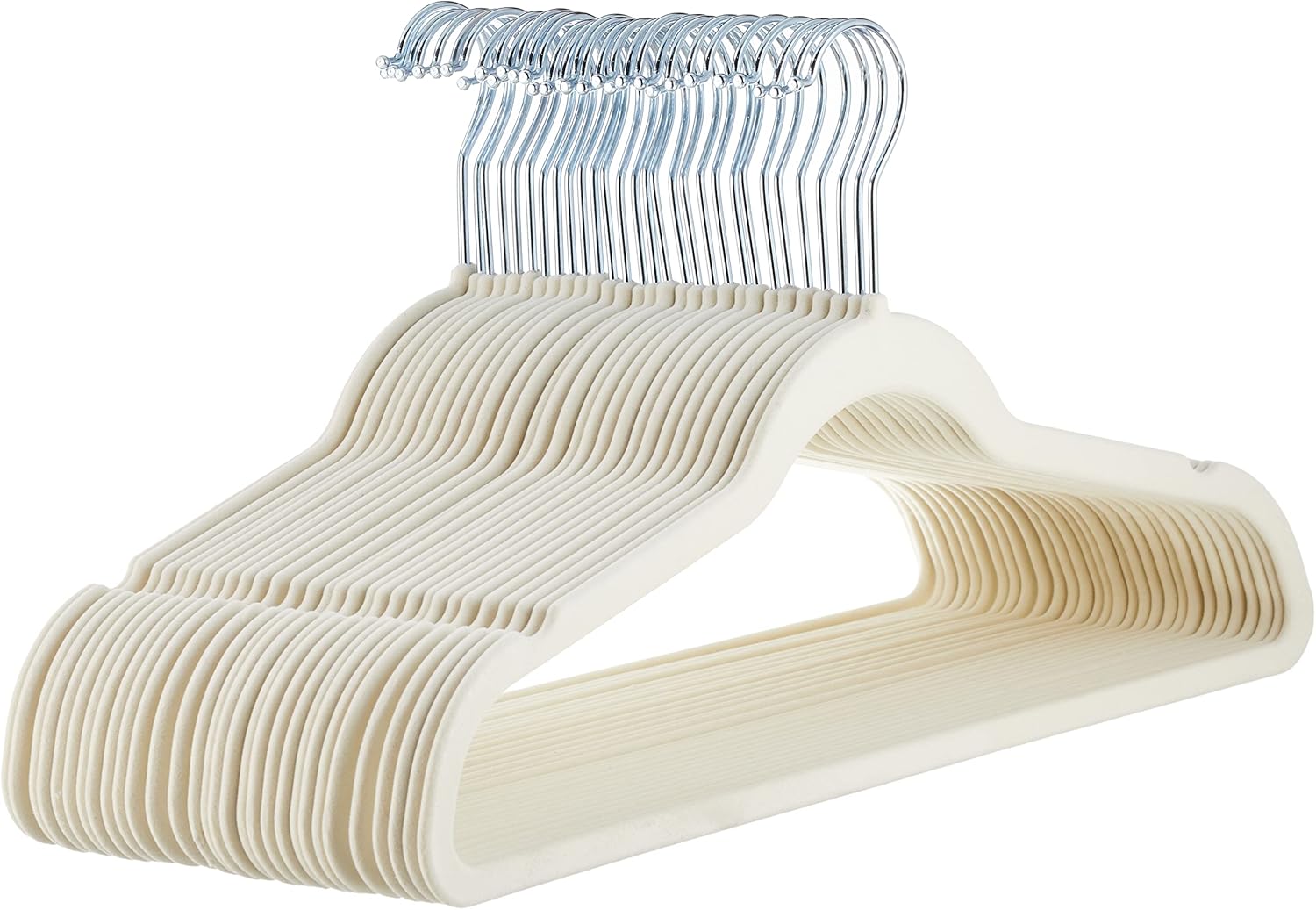 Basics Slim Velvet Non-Slip Space Saving Suit Clothes Hangers, Closet Organizer, Ivory/Beige, 30-Pack