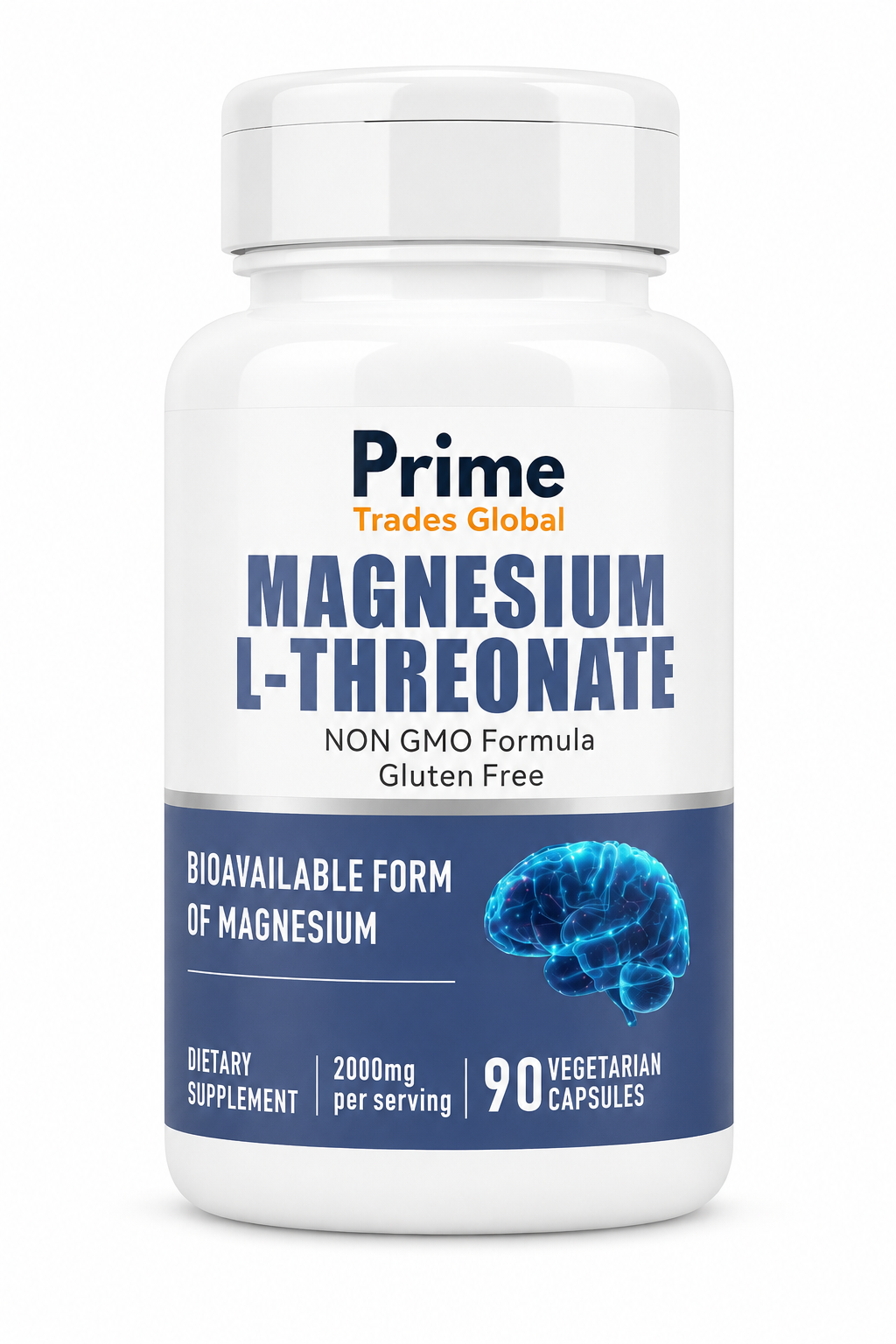 Magnesium L-Threonate Capsules - 2000mg Per Serving - 144mg Elemental Magnesium Per Serving - Brain Health, Memory, Focus & Cognitive Support* - 90 Capsules