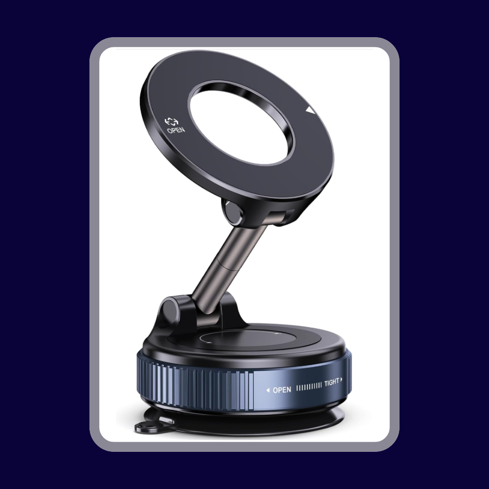Car Phone Holder with Ultra Strong Vacuum Suction Cup - 360° Adjustable & Rotatable MagSafe Phone Mount for Car/Desk/Office/Gym/Mirror and Universal Use for iPhone, Android & Other Phones