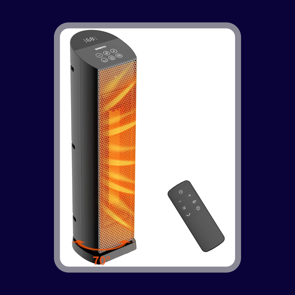 Space Heater for Indoor Use - 24 inches 1500W Ceramic Heater with Remote Control, 12 Hour Timer, Oscillation, LED Display, for Bedroom Office Indoor