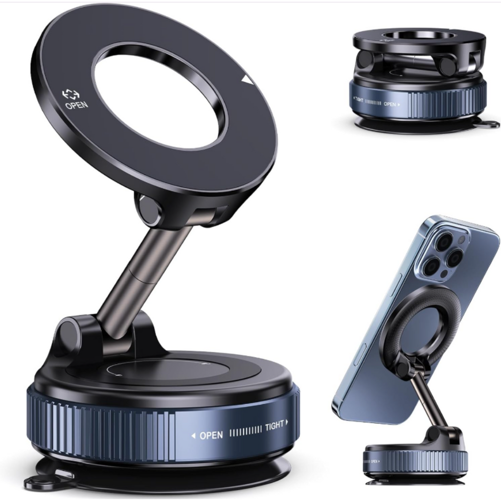 Car Phone Holder with Ultra Strong Vacuum Suction Cup - 360° Adjustable & Rotatable MagSafe Phone Mount for Car/Desk/Office/Gym/Mirror and Universal Use for iPhone, Android & Other Phones