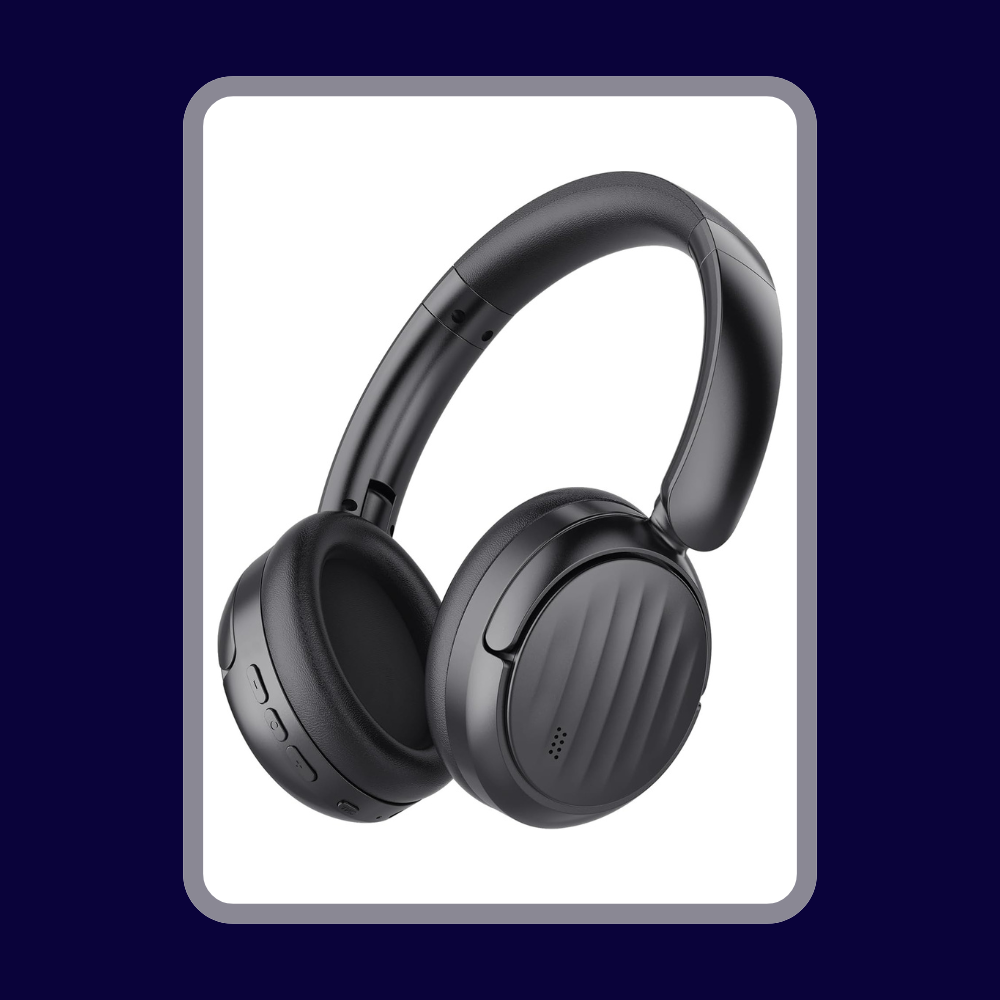 Black Headphones with Bluetooth and Active Noise Cancelling (ANC), Wireless Over Ear Bluetooth Headsets with 35H Playtime, HiFi Stereo Foldable Headphones with Foam Ear Cups for Sports, Travel, Black