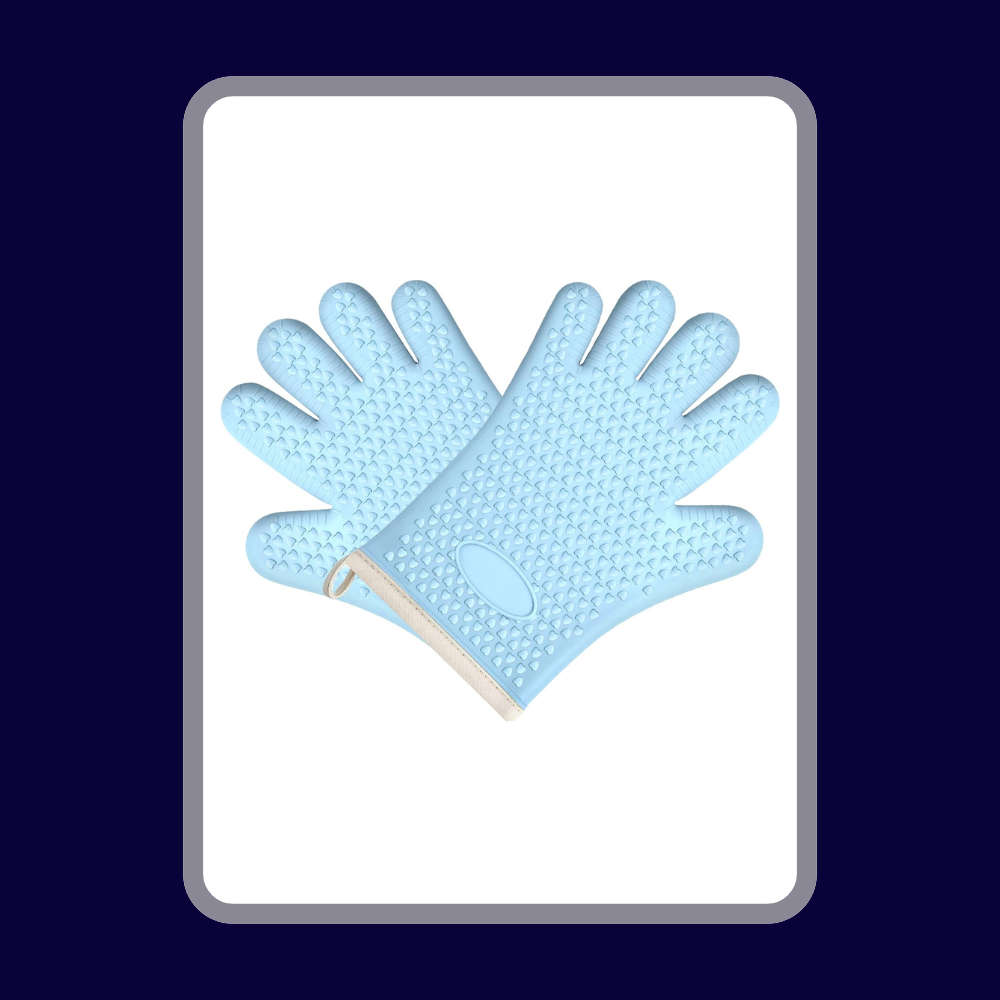 Silicone Oven Gloves with Fingers, Oven Mitts Heat Resistant, Oven Mits Waterproof & Non-Slip, Cotton Lined for Kitchen, Home, Baking, BBQ